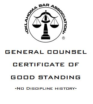Certificate of Good Standing from General Counsel - No Discipline